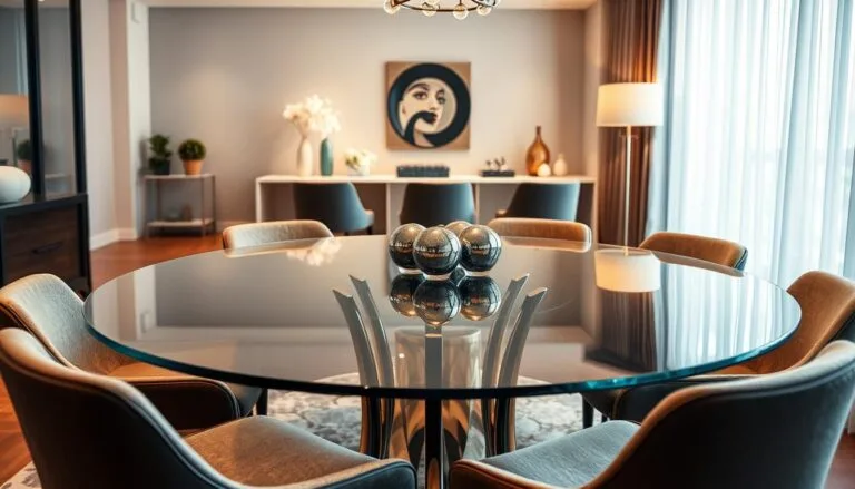 Round glass dining room table