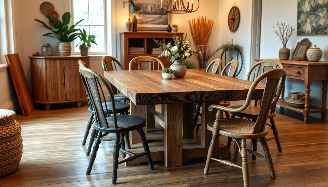 Rustic wood dining table