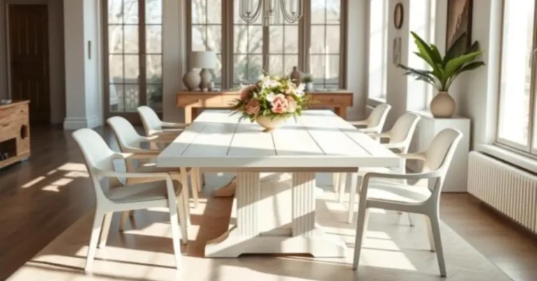 White wood dining table