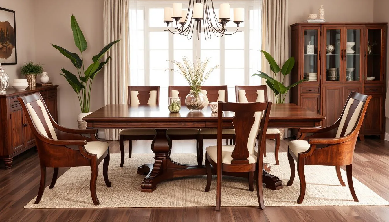 Wood dining table set