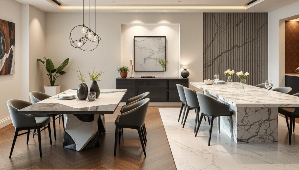 ceramic dining table vs marble