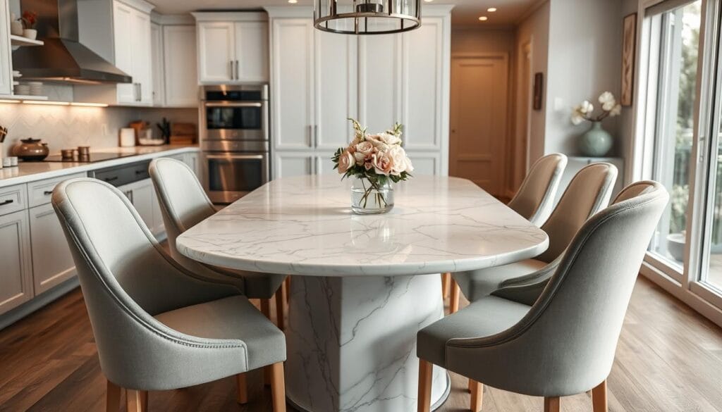 white marble dining table