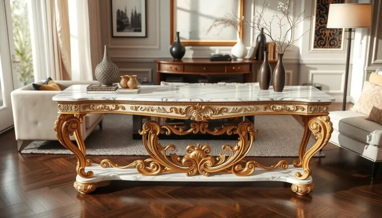marble top console table