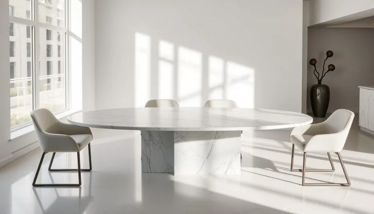 oval marble dining table
