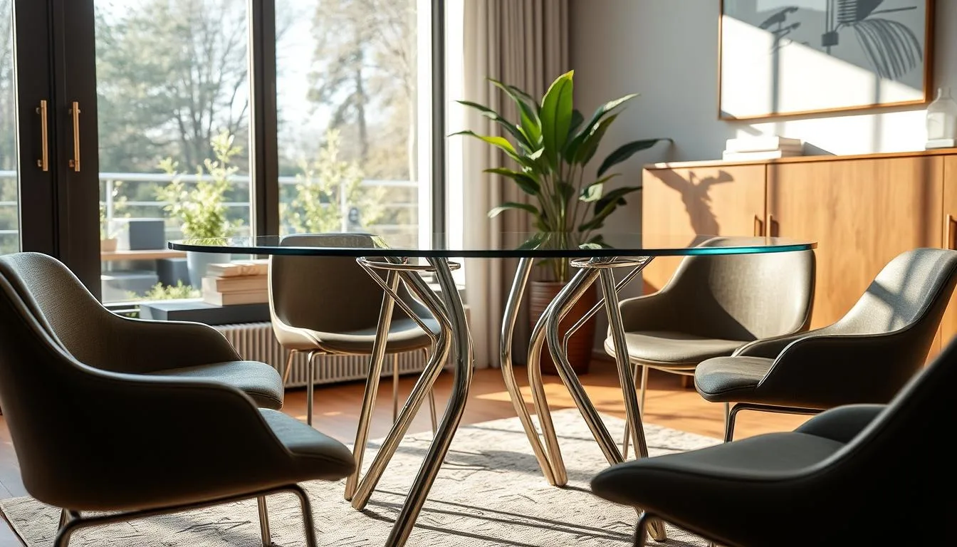 round glass dining table