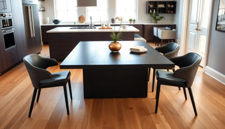 Black solid wood dining table