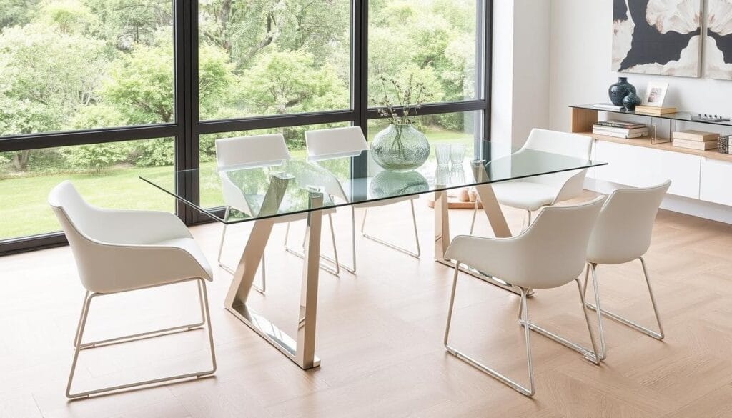 Glass dining table for 6