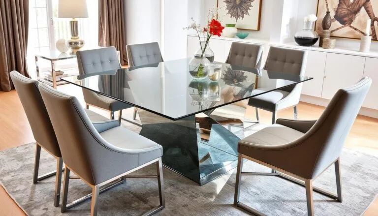 Glass dining table set for 6