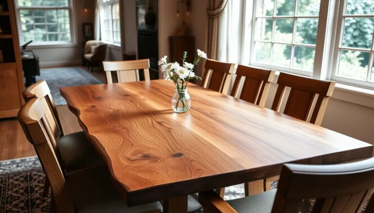 Natural wood dining table for 6