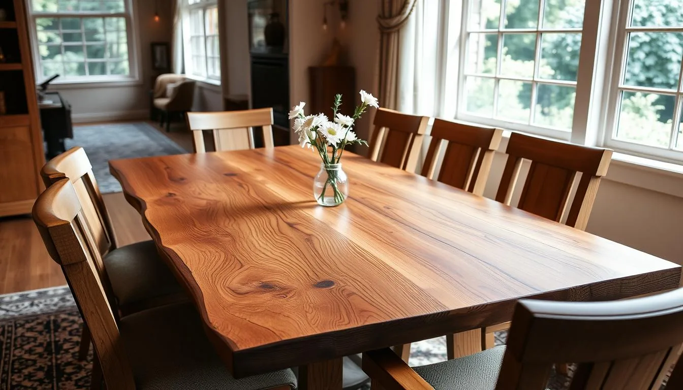 Natural wood dining table for 6