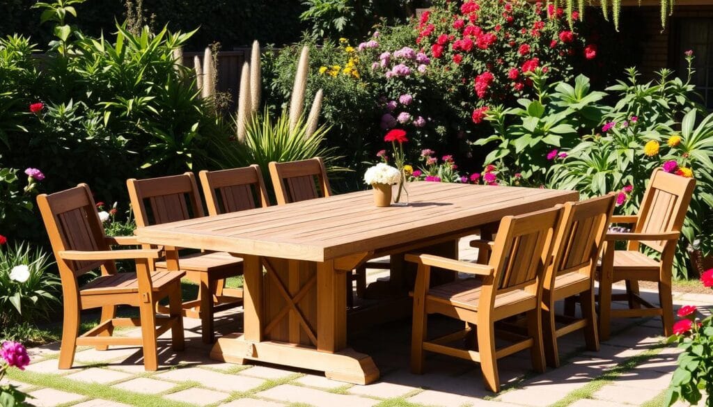 Outdoor wood dining table