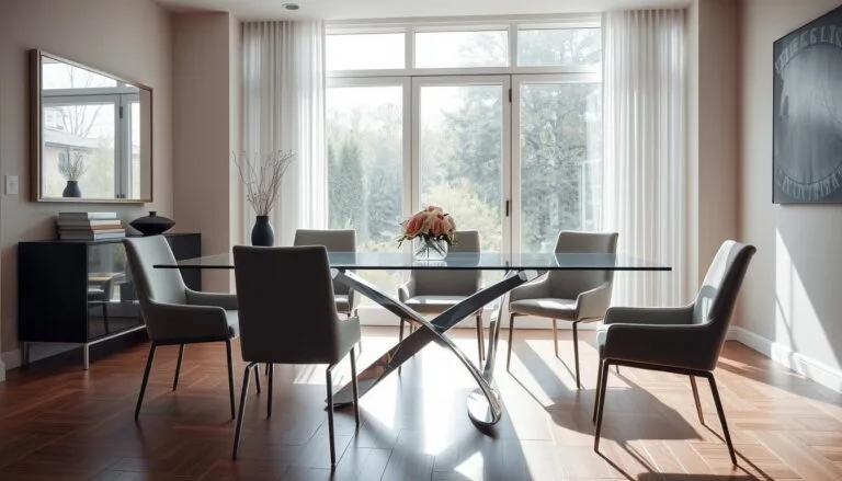 Rectangular glass dining table