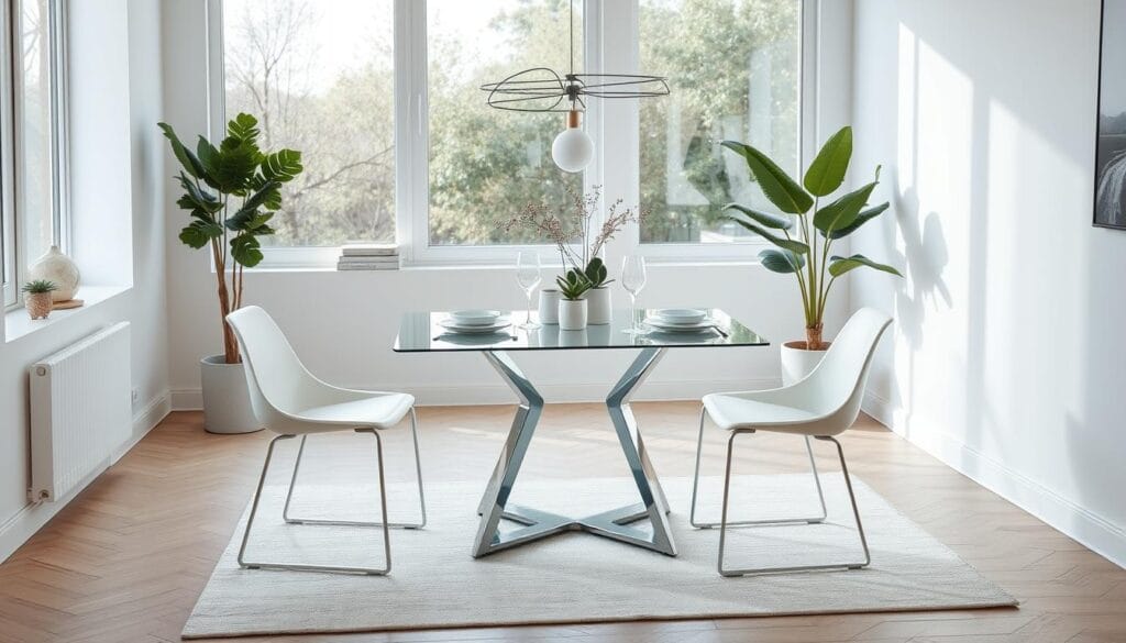 Small glass dining table