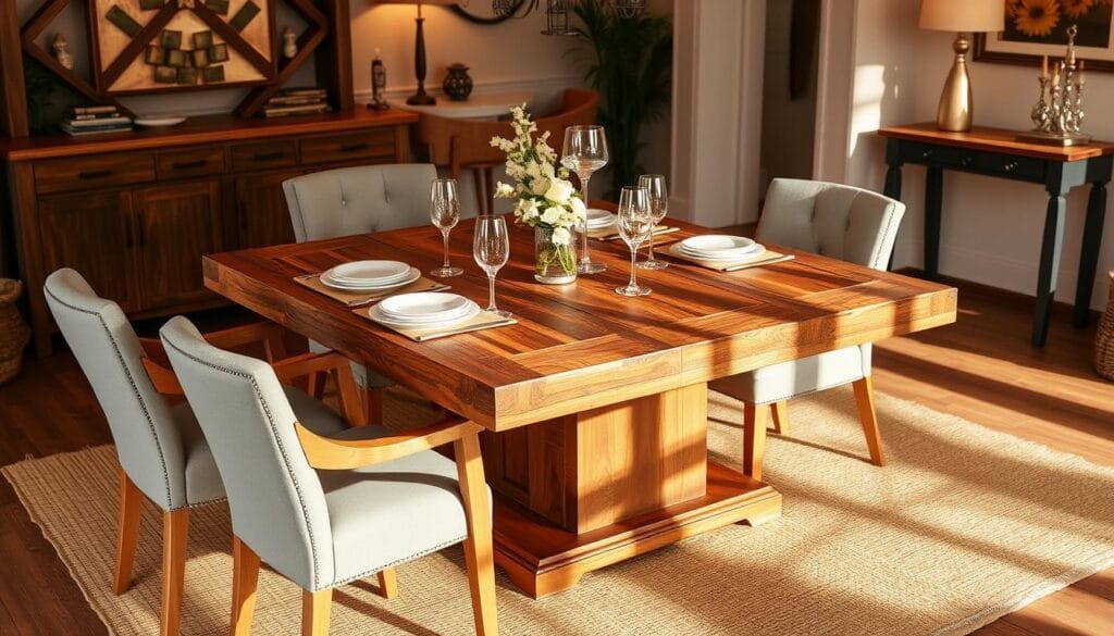 Square wood dining table