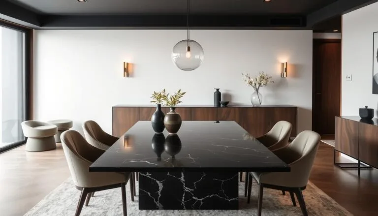 black marble dining room table