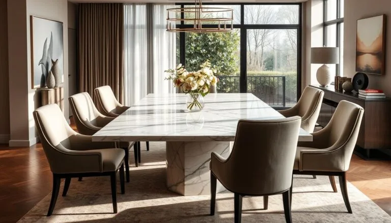 marble dining table with chairs