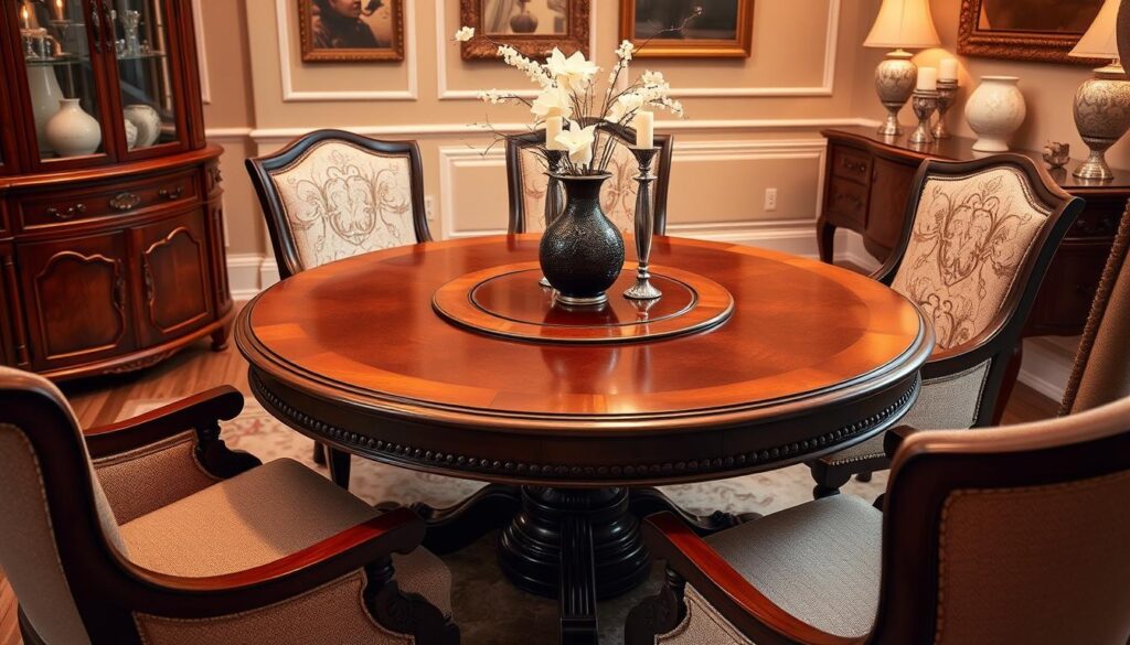 round dining room table with lazy susan