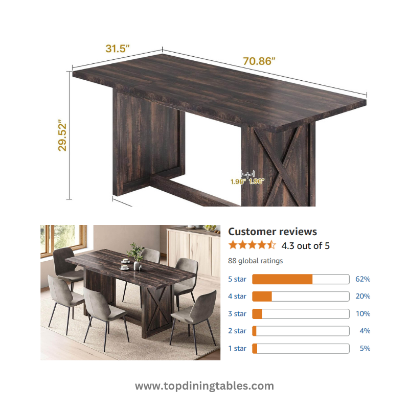 YITAHOME 70.8" Farmhouse Dining Table – Spacious Elegance for 6 to 8 People