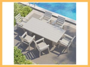 AMERLIFE 7-Pc HDPE Dining Set, 71 Table, White