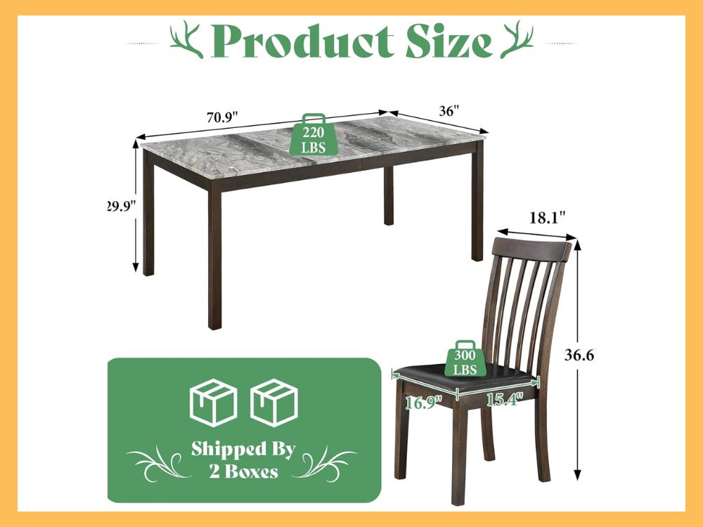 AMERLIFE 7-Piece Faux Marble Dining Set