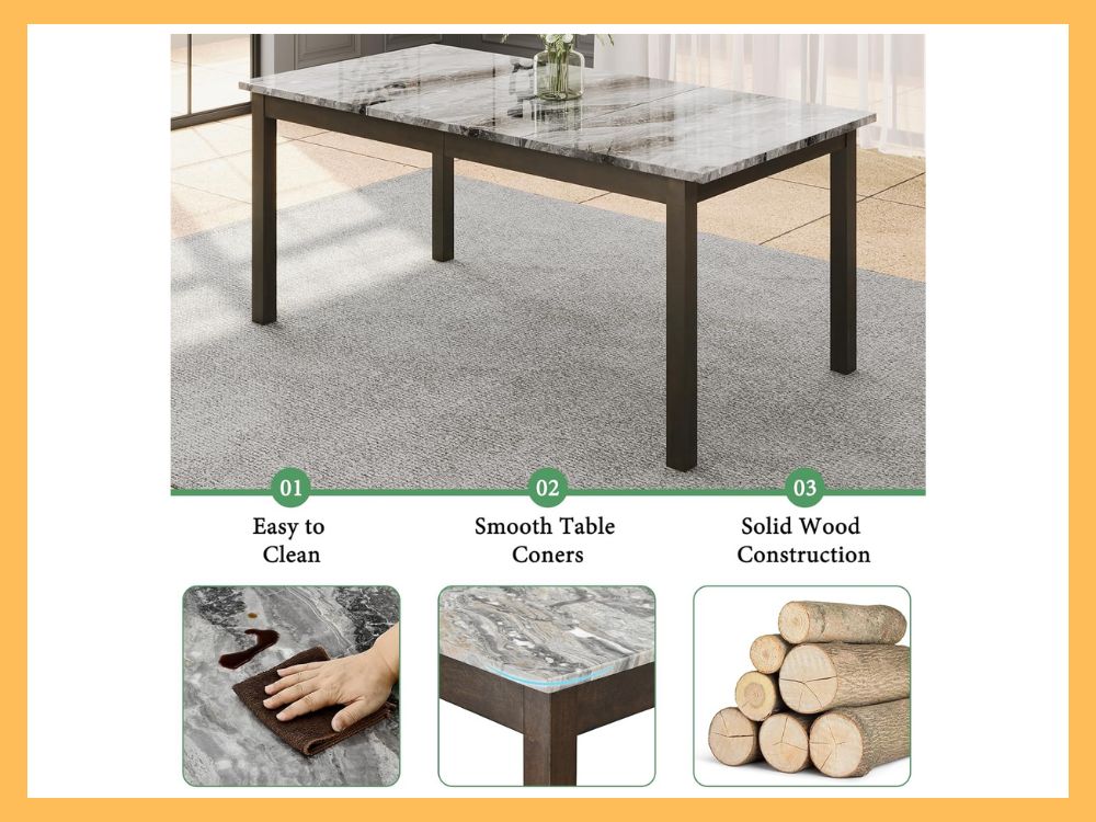 AMERLIFE 7-Piece Faux Marble Dining Set