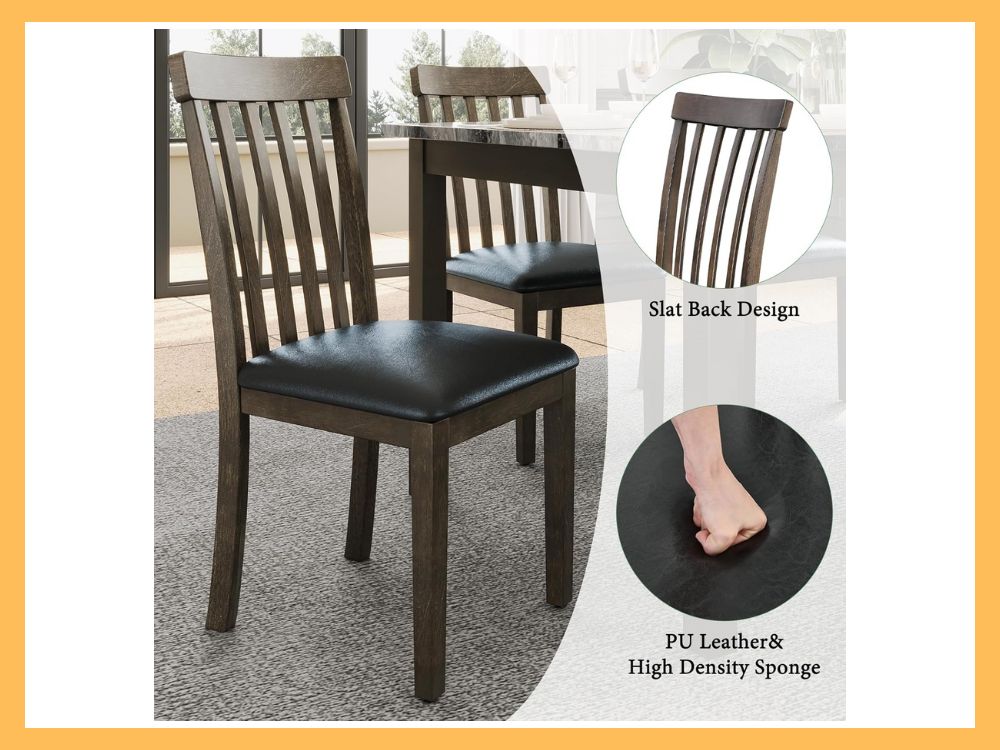 AMERLIFE 7-Piece Faux Marble Dining Set