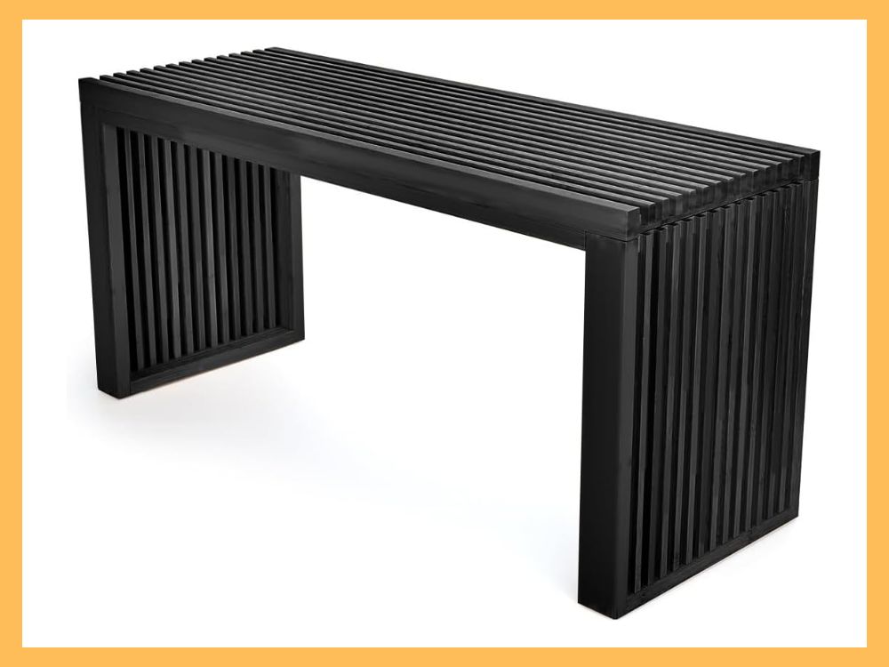 APRTAT 35 Bamboo Dining Bench, 450 lb, Black