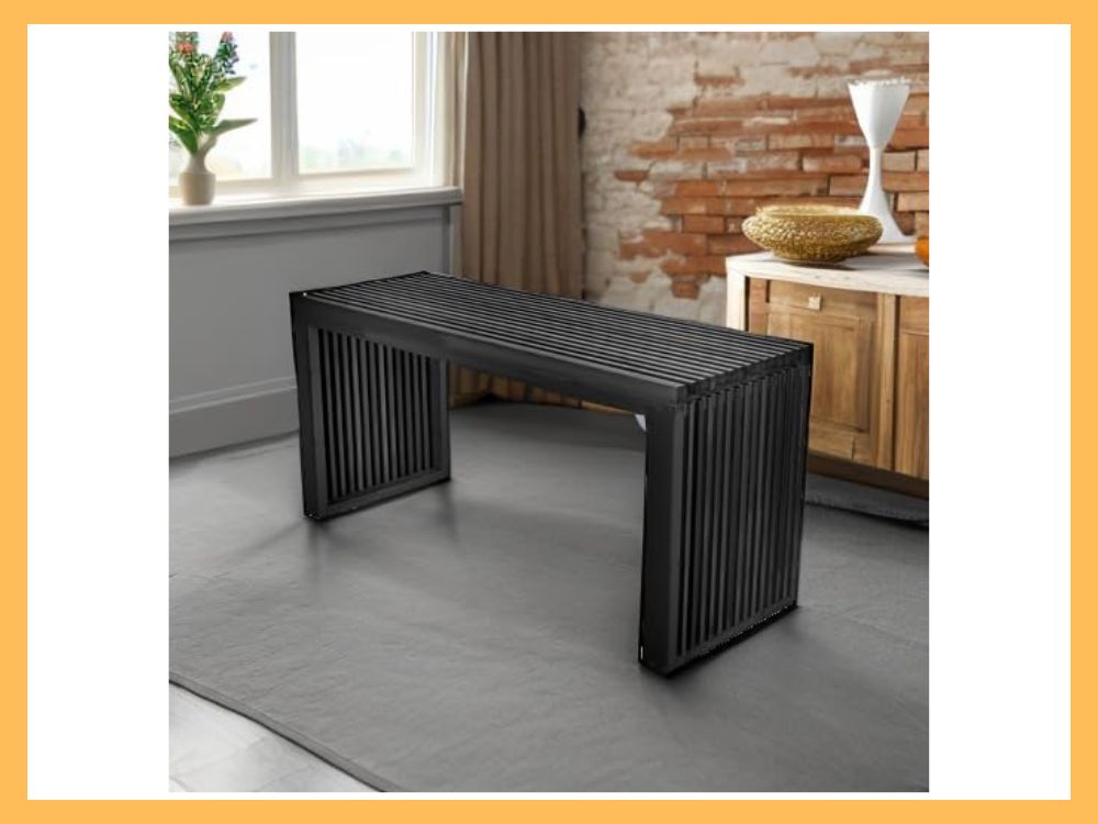 APRTAT 35 Bamboo Dining Bench, 450 lb, Black