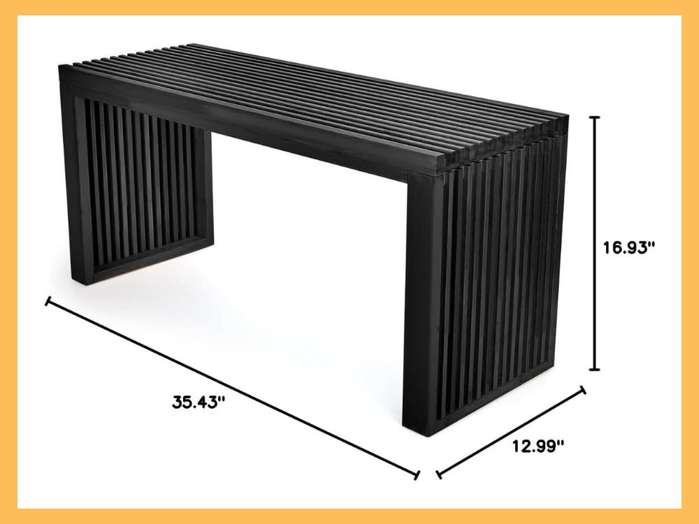 APRTAT 35 Bamboo Dining Bench, 450 lb, Black