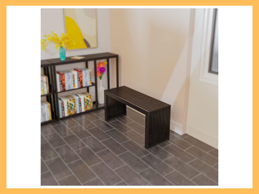 APRTAT 35 Bamboo Dining Bench, 450 lb, Black