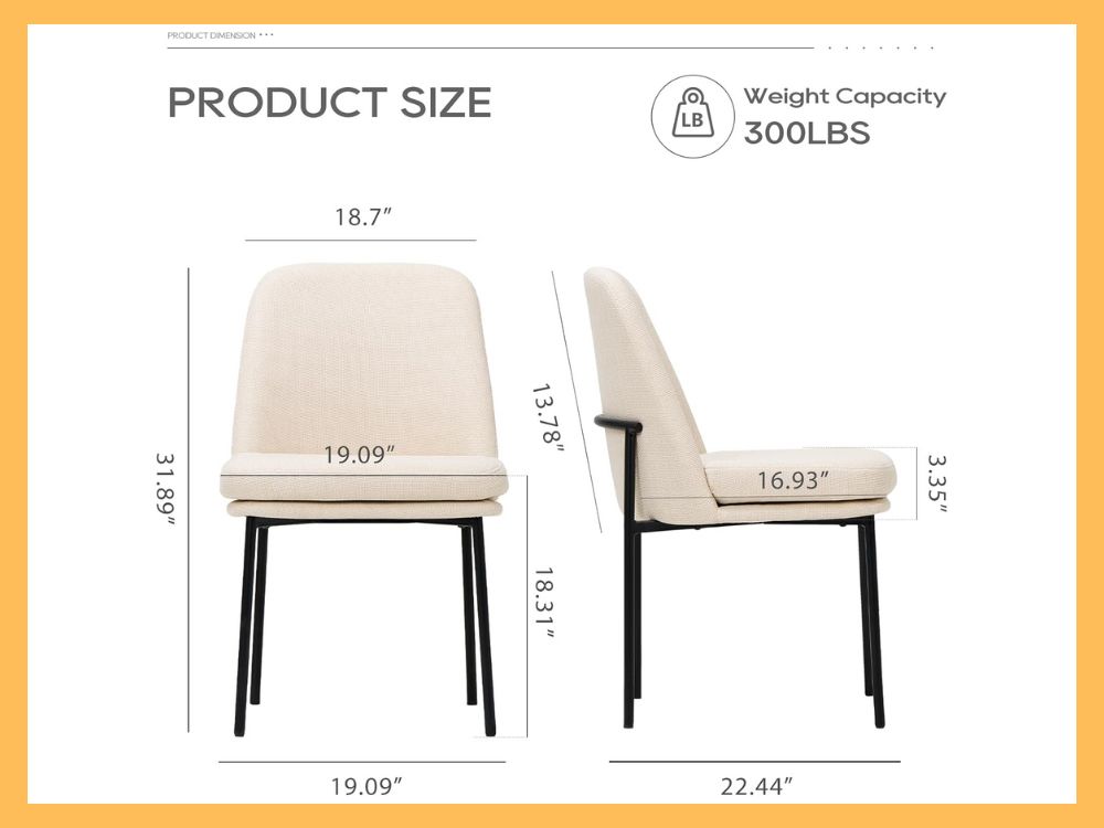 COLAMY Modern Fabric Dining Chairs, Set of 2