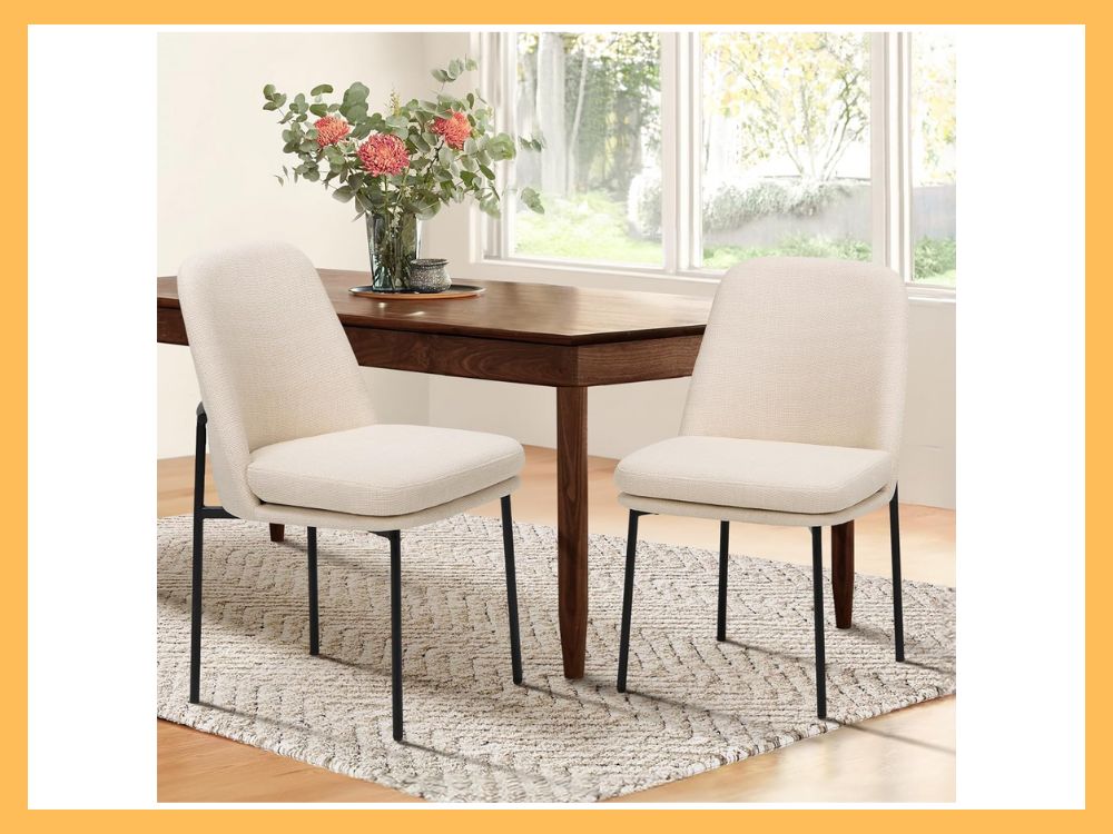 COLAMY Modern Fabric Dining Chairs, Set of 2