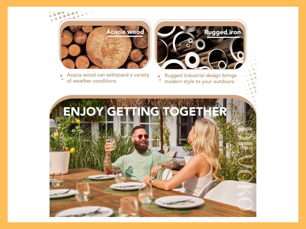 Devoko Acacia Wood Dining Table