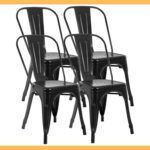 FDW Metal Stackable Dining Chairs, 4-Pack