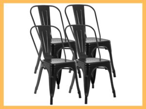 FDW Metal Stackable Dining Chairs, 4-Pack