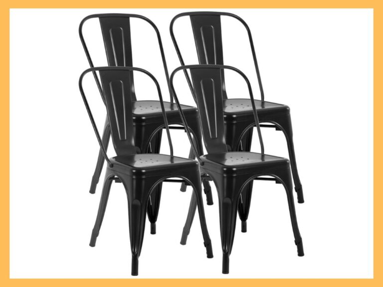 FDW Metal Stackable Dining Chairs, 4-Pack