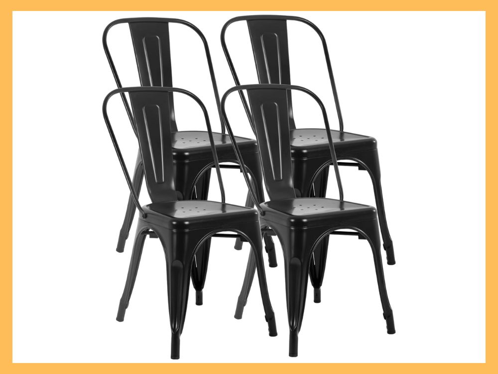 FDW Metal Stackable Dining Chairs, 4-Pack