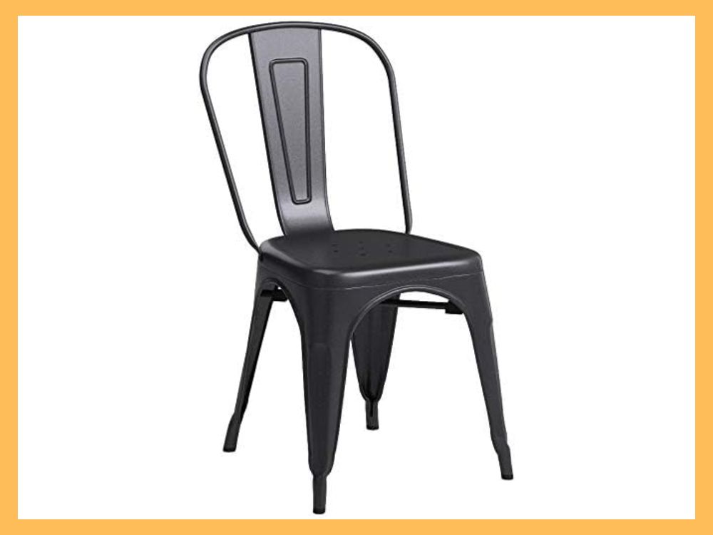 FDW Metal Stackable Dining Chairs, 4-Pack
