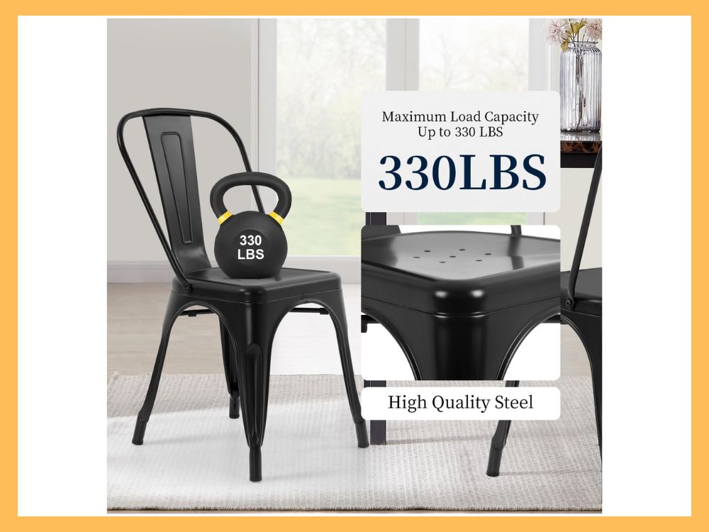FDW Metal Stackable Dining Chairs, 4-Pack