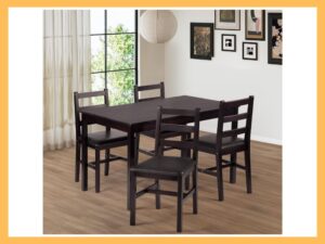 FDW Solid Wood Dining Set for 4 (5-Pc)
