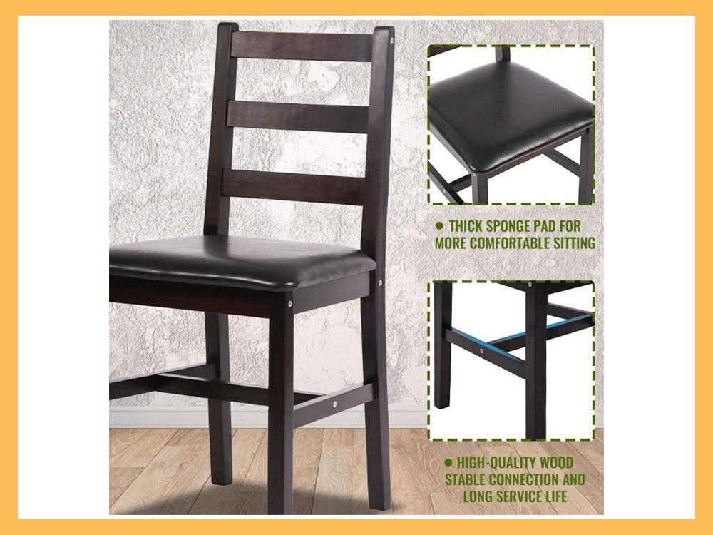 FDW Solid Wood Dining Set for 4 (5-Pc)