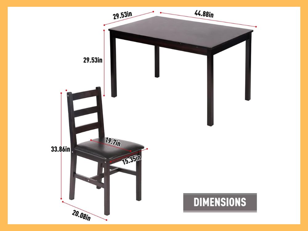 FDW Solid Wood Dining Set for 4 (5-Pc)