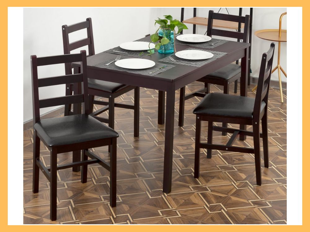 FDW Solid Wood Dining Set for 4 (5-Pc)