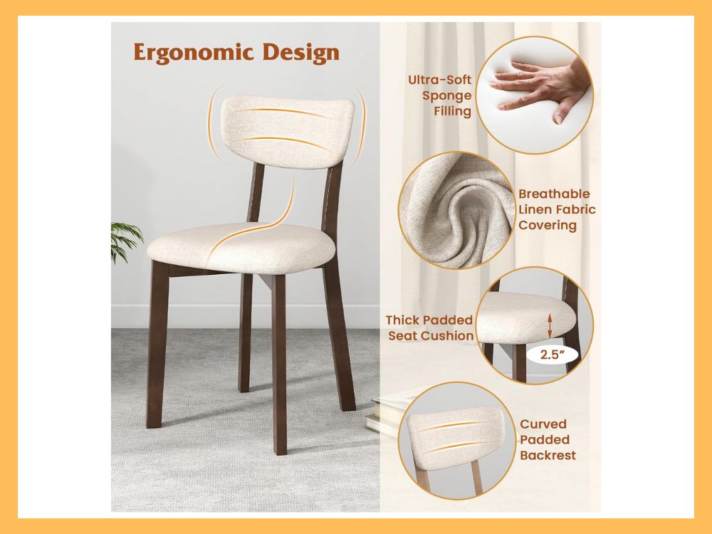 GOFLAME 5-Piece Farmhouse Table & 4 Upholstered Chairs