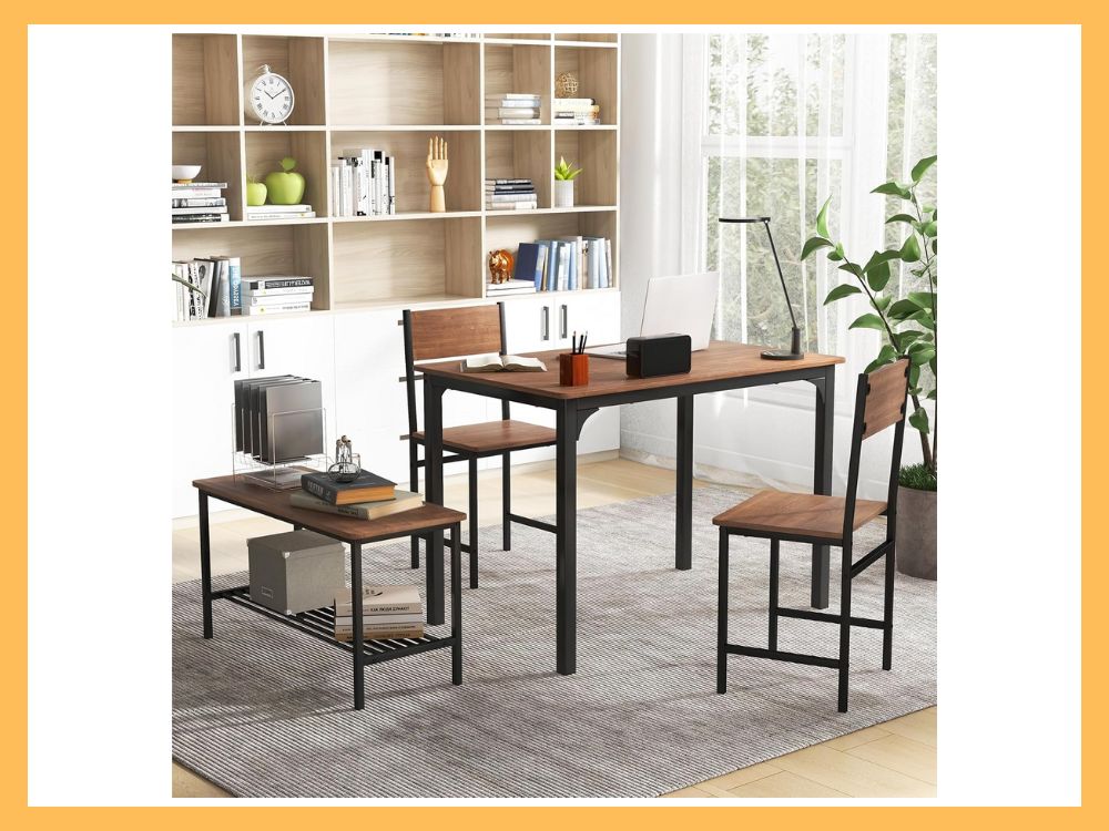 Giantex 4-Piece Dining Table Set with Bench