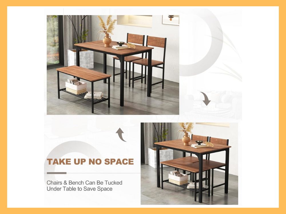 Giantex 4-Piece Dining Table Set with Bench