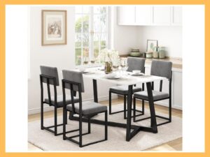 HUGROVE 5-Pc Faux Marble Dining Set (47)