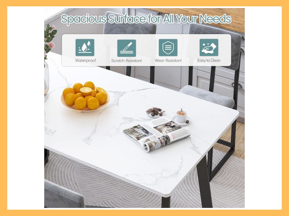 HUGROVE 5-Pc Faux Marble Dining Set (47)