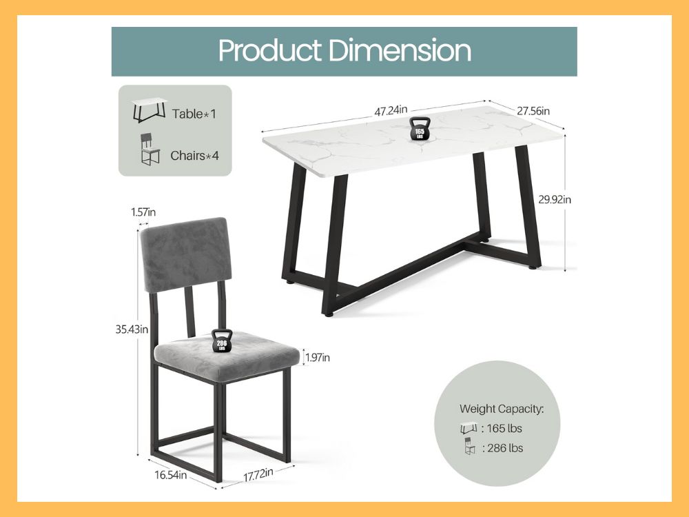 HUGROVE 5-Pc Faux Marble Dining Set (47)