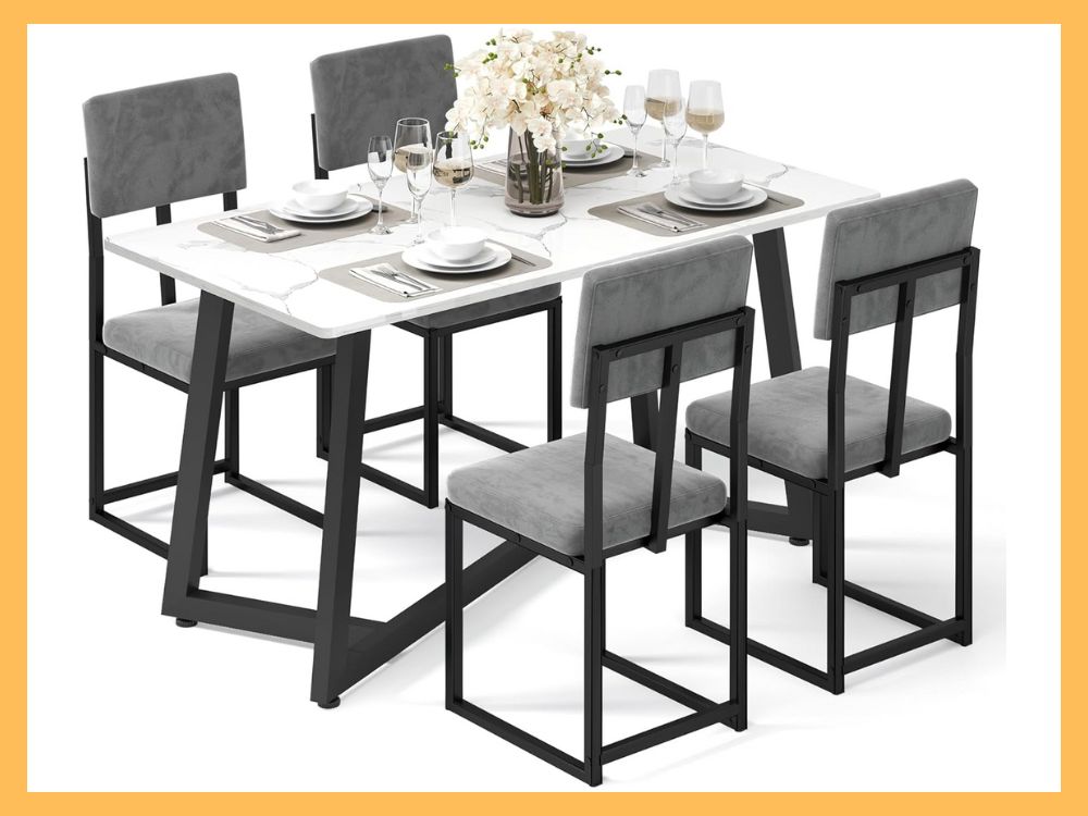 HUGROVE 5-Pc Faux Marble Dining Set (47)